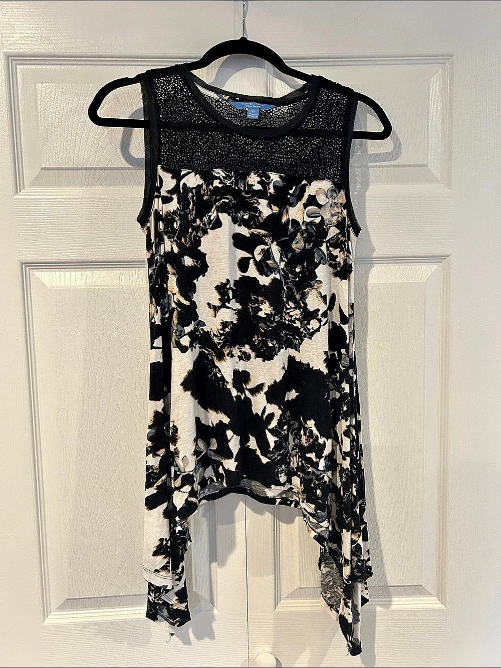 Simply Vera Wang Abstract Sleeveless Tunic in Black & White Size XS Like